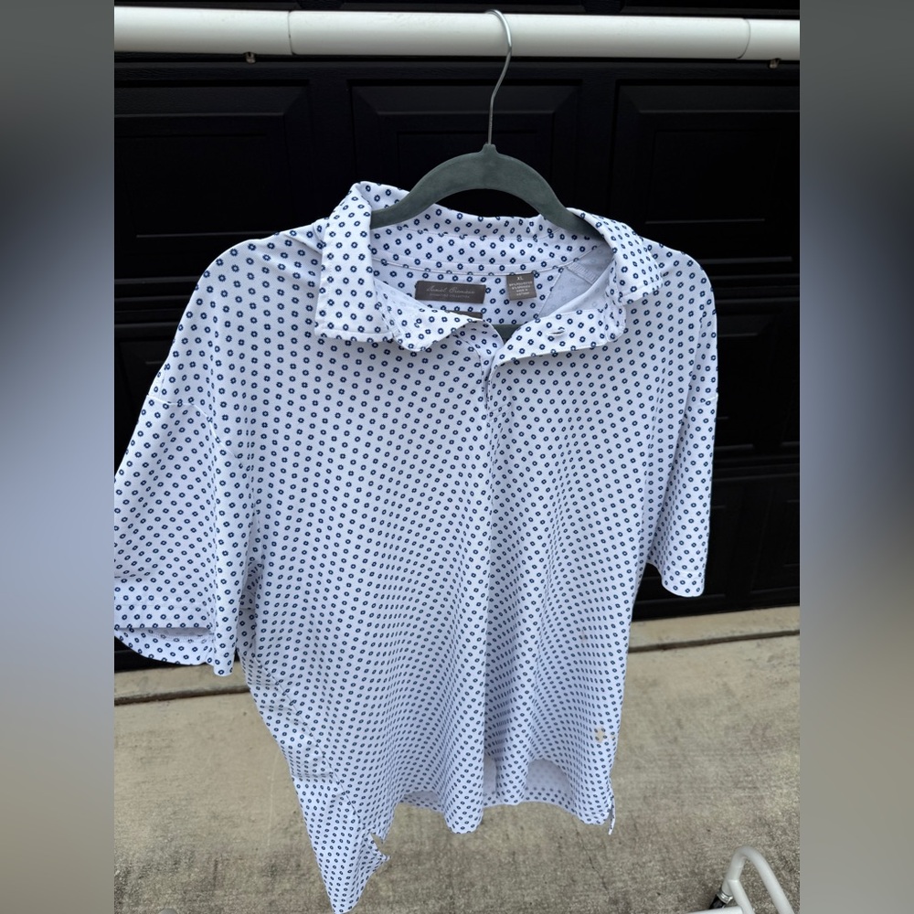 Daniel Cremieux Signature Performance Polo Shirt White Blue Print